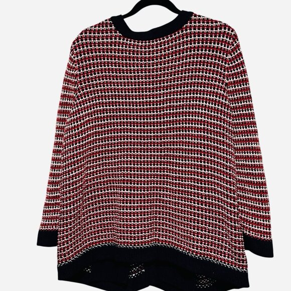 Talbots Red White Blue Button Front Cardigan Sweater Chunky Knit Womens size 1X - Picture 3 of 9